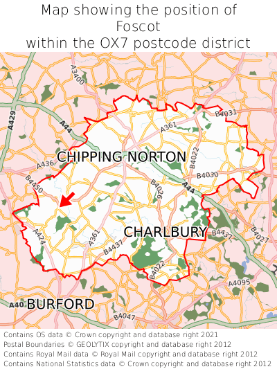 Map showing location of Foscot within OX7