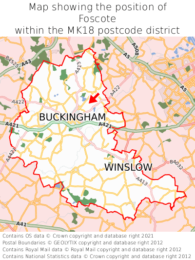 Map showing location of Foscote within MK18