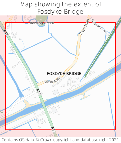 Map showing extent of Fosdyke Bridge as bounding box