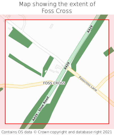 Map showing extent of Foss Cross as bounding box