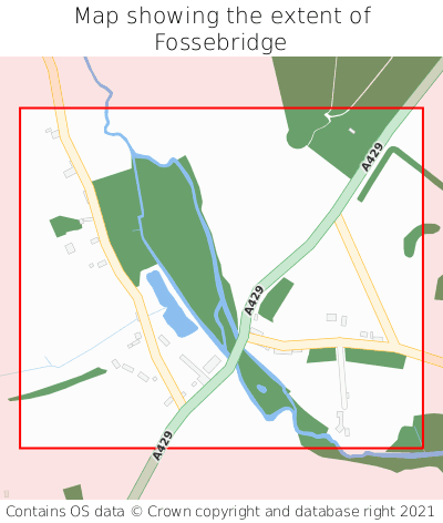 Map showing extent of Fossebridge as bounding box