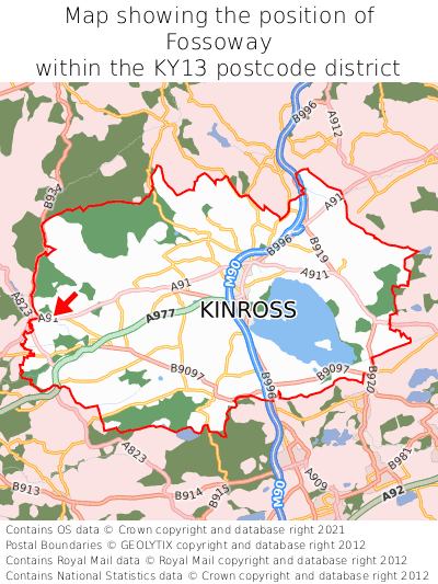 Map showing location of Fossoway within KY13