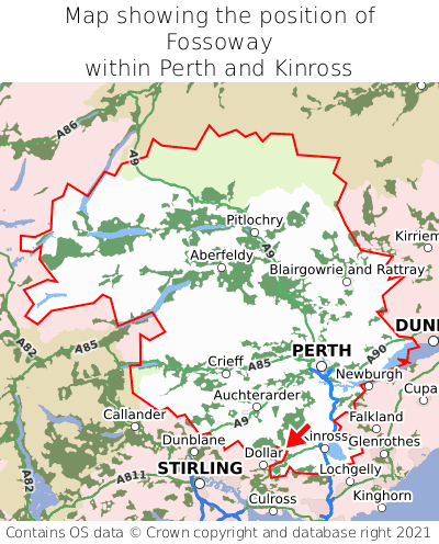 Map showing location of Fossoway within Perth and Kinross