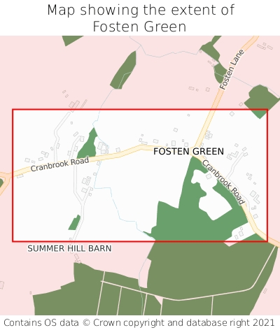 Map showing extent of Fosten Green as bounding box