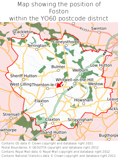 Map showing location of Foston within YO60
