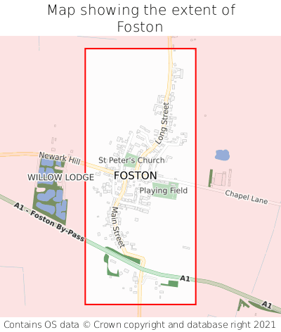 Map showing extent of Foston as bounding box