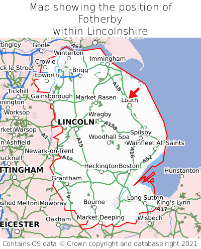 Map showing location of Fotherby within Lincolnshire