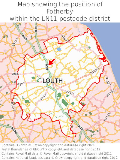 Map showing location of Fotherby within LN11