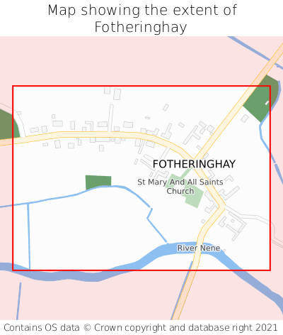 Map showing extent of Fotheringhay as bounding box