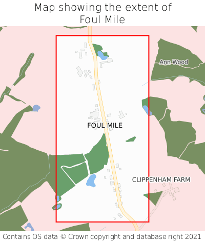 Map showing extent of Foul Mile as bounding box