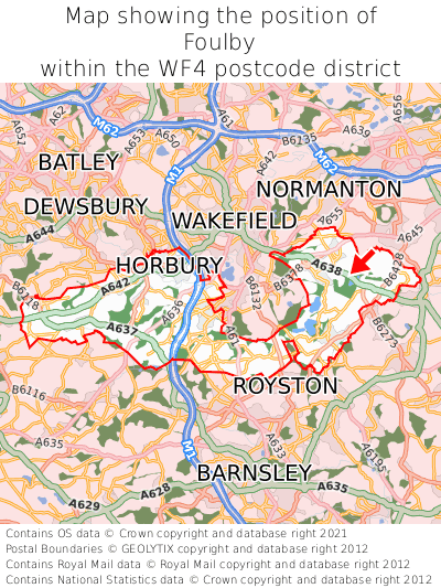Map showing location of Foulby within WF4