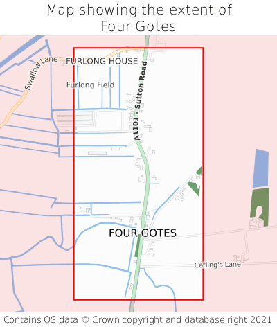 Map showing extent of Four Gotes as bounding box