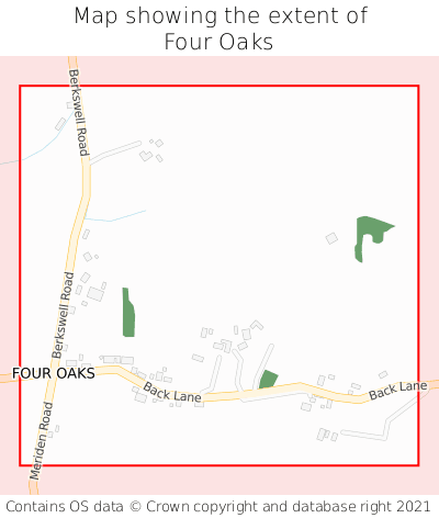 Map showing extent of Four Oaks as bounding box