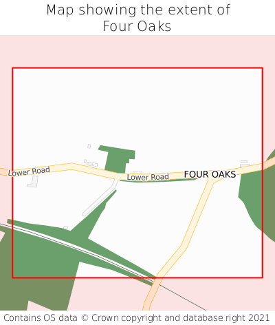 Map showing extent of Four Oaks as bounding box