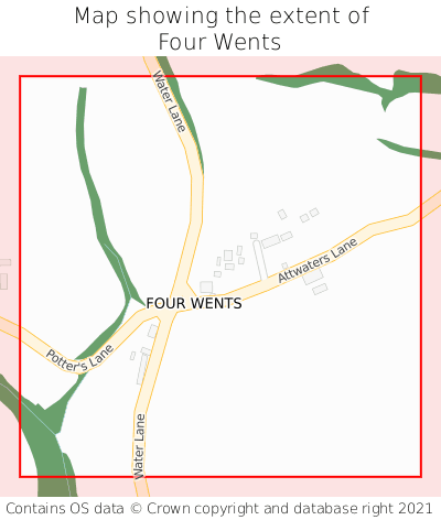 Map showing extent of Four Wents as bounding box
