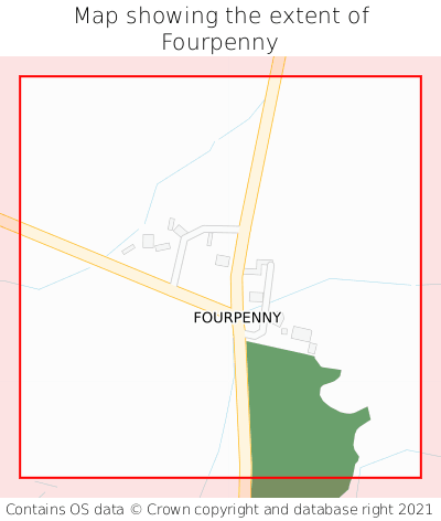 Map showing extent of Fourpenny as bounding box
