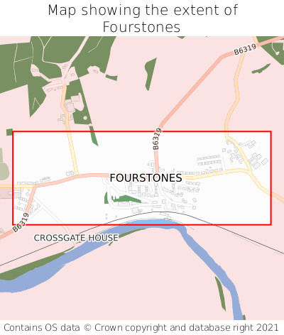 Map showing extent of Fourstones as bounding box