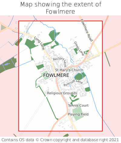 Map showing extent of Fowlmere as bounding box