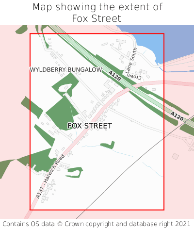 Map showing extent of Fox Street as bounding box