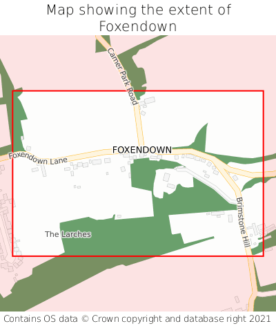 Map showing extent of Foxendown as bounding box