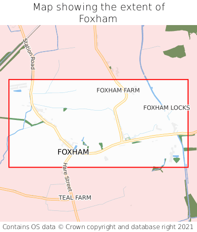 Map showing extent of Foxham as bounding box