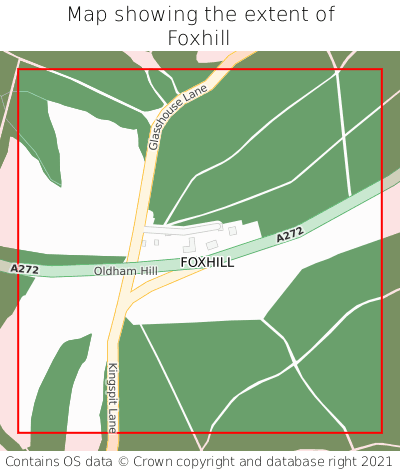 Map showing extent of Foxhill as bounding box