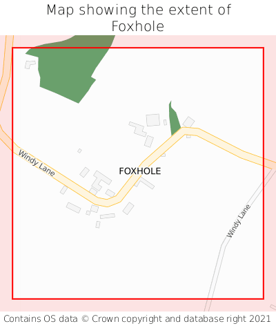 Map showing extent of Foxhole as bounding box