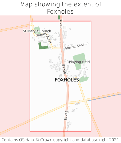 Map showing extent of Foxholes as bounding box