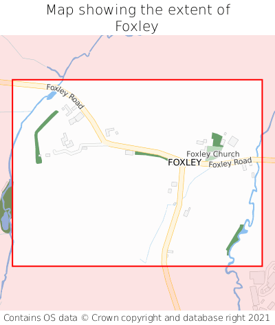 Map showing extent of Foxley as bounding box