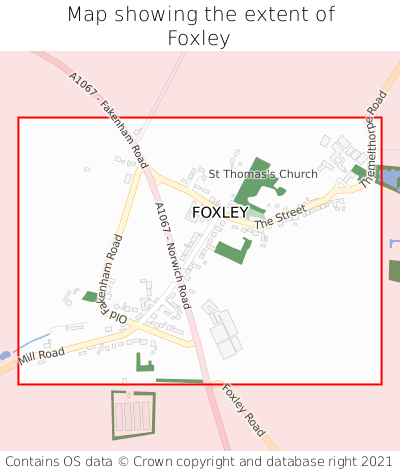 Map showing extent of Foxley as bounding box