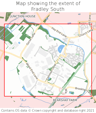 Map showing extent of Fradley South as bounding box