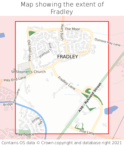 Map showing extent of Fradley as bounding box
