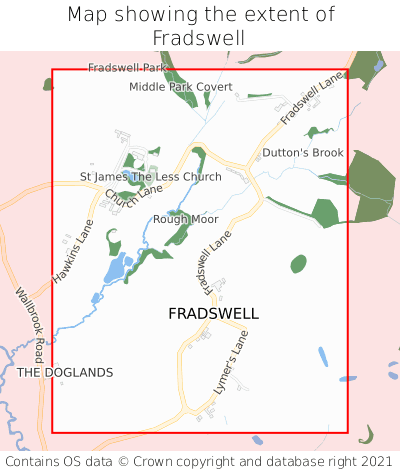 Map showing extent of Fradswell as bounding box