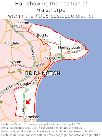 Map showing location of Fraisthorpe within YO15