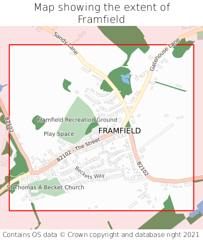 Map showing extent of Framfield as bounding box