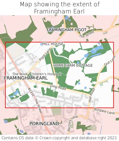 Map showing extent of Framingham Earl as bounding box
