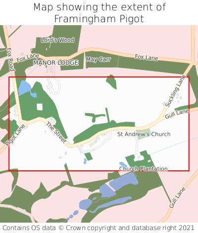 Map showing extent of Framingham Pigot as bounding box