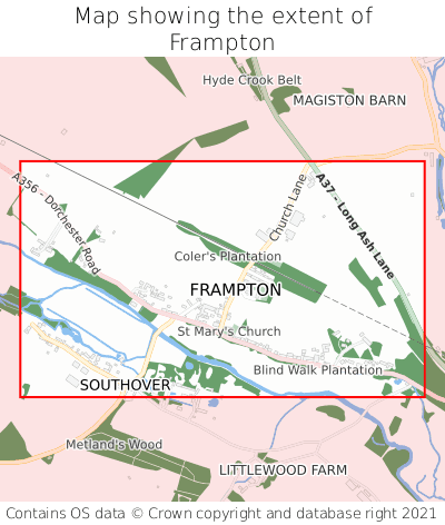 Map showing extent of Frampton as bounding box