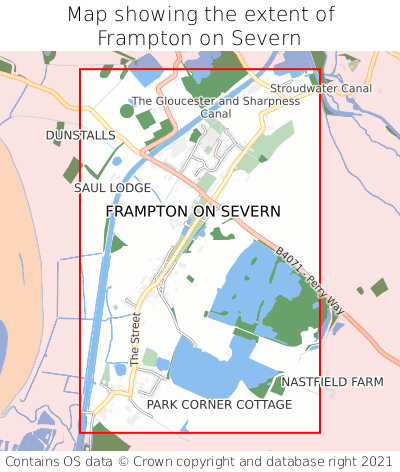 Map showing extent of Frampton on Severn as bounding box