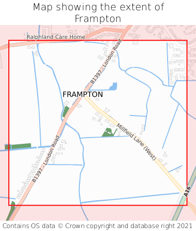 Map showing extent of Frampton as bounding box