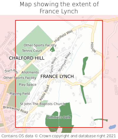 Map showing extent of France Lynch as bounding box