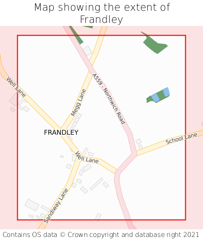 Map showing extent of Frandley as bounding box