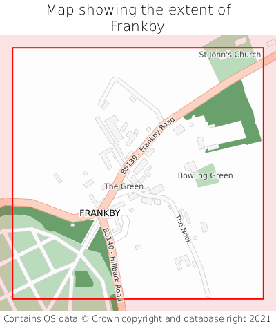 Map showing extent of Frankby as bounding box