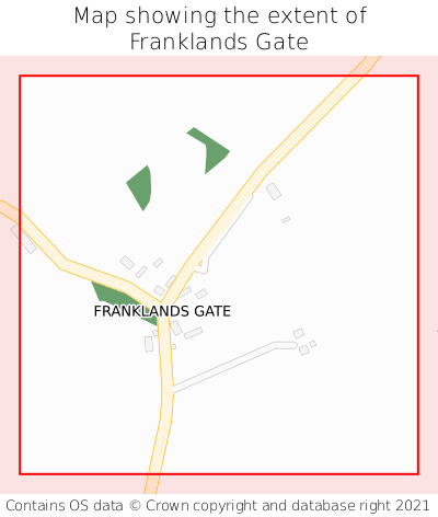 Map showing extent of Franklands Gate as bounding box