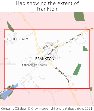 Map showing extent of Frankton as bounding box