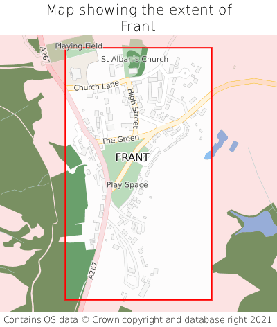 Map showing extent of Frant as bounding box