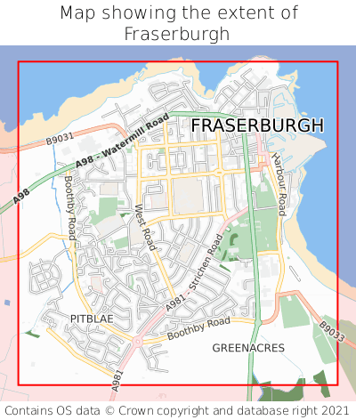 Map showing extent of Fraserburgh as bounding box