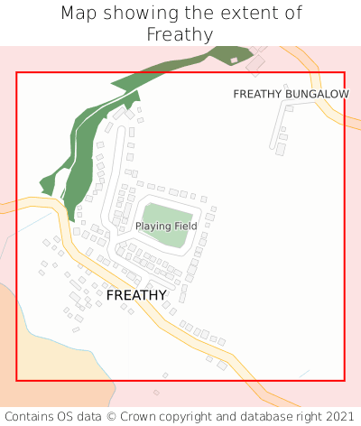 Map showing extent of Freathy as bounding box
