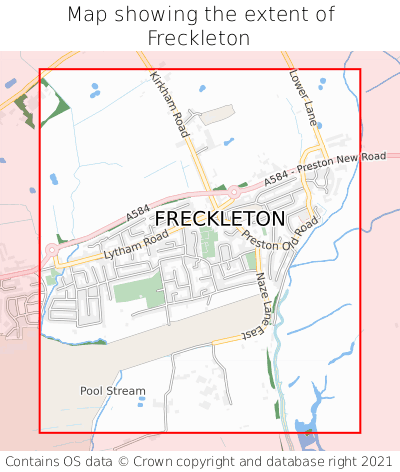 Map showing extent of Freckleton as bounding box