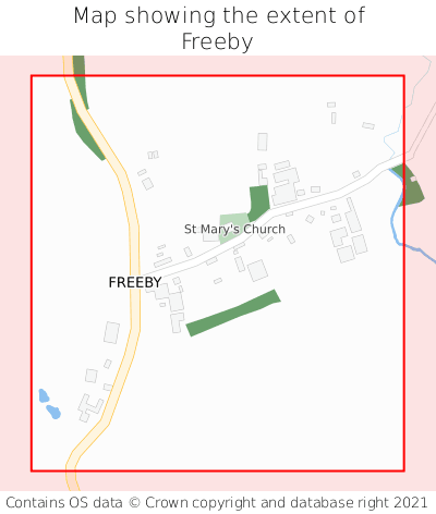 Map showing extent of Freeby as bounding box